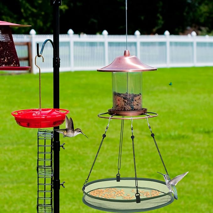 Universal Wild Bird Seed Catcher Hanging Hoop Platform Bird Seed Catcher Tray for Hummingbird Feeders Bee Feeder Outdoor Garden Accessories(1 Pieces,16 Inch)