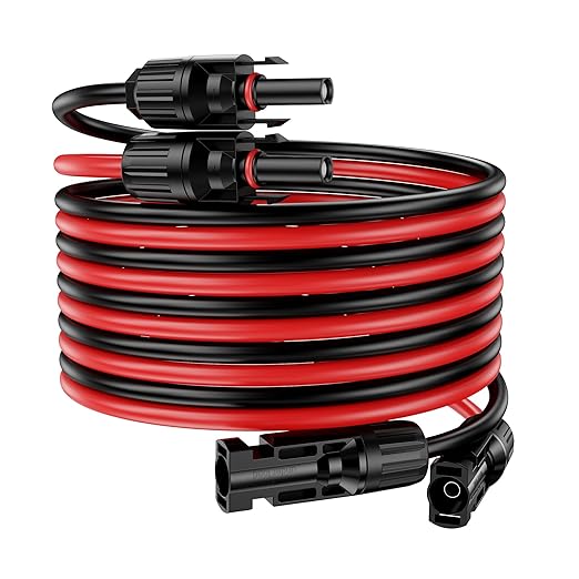 49Ft Solar Cable Solar Extension Cable,10AWG Solar Panel ExtensionCable with Female and Male Connectors,Waterproof Solar ExtensionCable Kit (Red and Black).