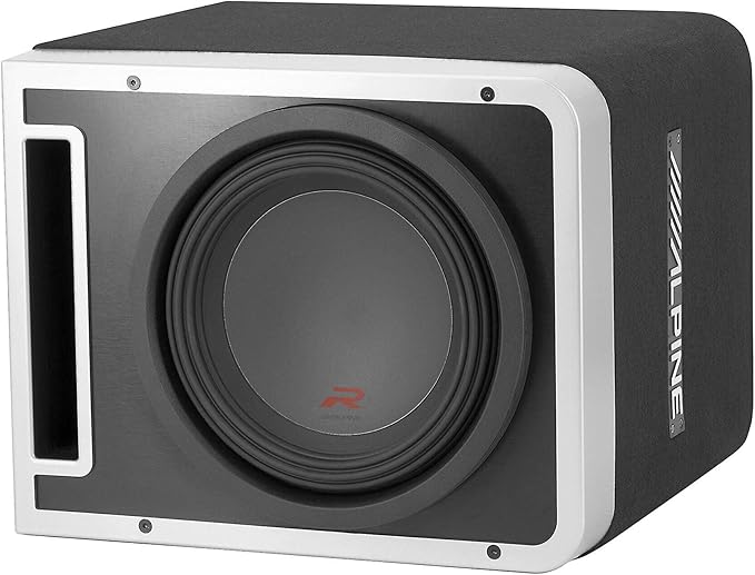 Alpine R-SB10V Pre-Loaded R-Series 10-inch Subwoofer Enclosure, Alpine R-A75M 750 Watt Mono Amplifier, and Wiring Kit