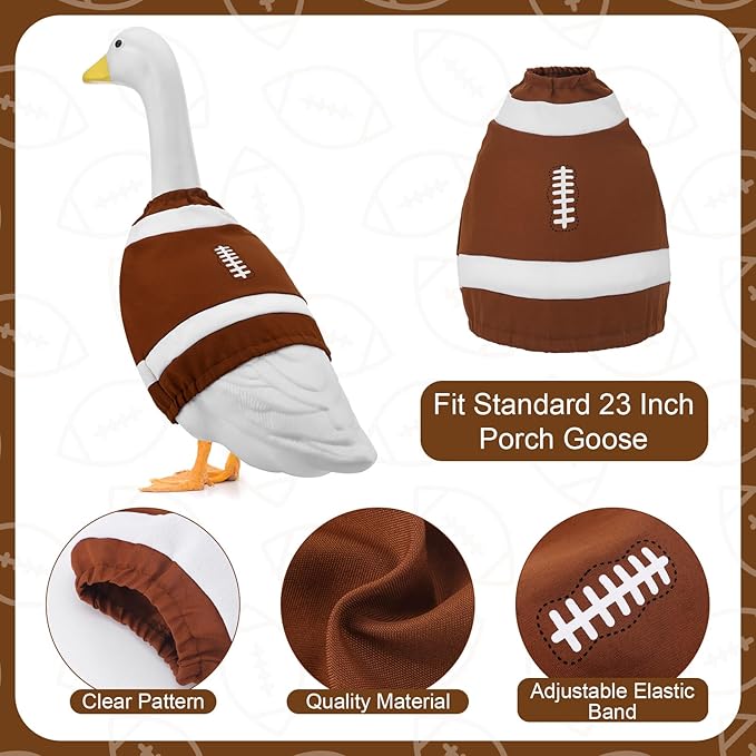 Football Porch Goose Outfit Game Day Costume for Goose Clothes Garden Outdoor Lawn Patio Yard Art Bowl Party Decoration