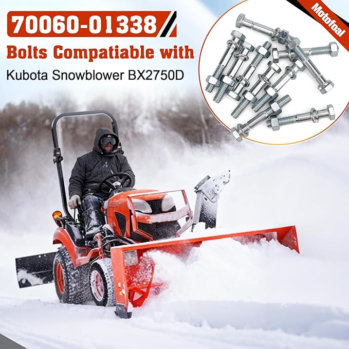 70060-01338 Snowblower Shear Bolts for Kubota Snowblower Grade 8 BX2750 BX2816 BX2822 BX5450 DB2550 G2003 G2538 G2546 T2724 T2740 T2834 Front Snowblower 5/16" x 2-1/4" 10pcs