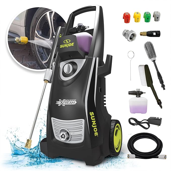 Sun Joe Electric Pressure Power Washer w/ 4 Nozzles & Foam Cannon, 2200 PSI (PWMA Certified), 1.1 GPM, 14.9-Amp Motor - Heavy-Duty Cleaning Machine for Patios, Decks, & Sidewalks, SPX3000-XT1 XTREAM