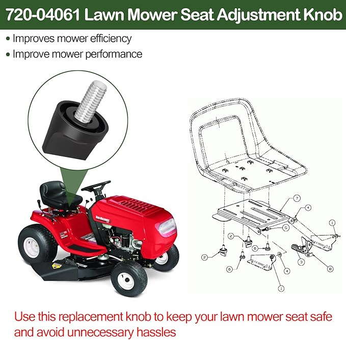 720-04061 Lawn Tractor Seat Adjuster Knob Compatible with MTD, Troy-Bilt, Craftsman, Remington, Robomow, Yard Machines, Yard Man, Arnold, Columbia, Murray Lawn Tractor -4Packs
