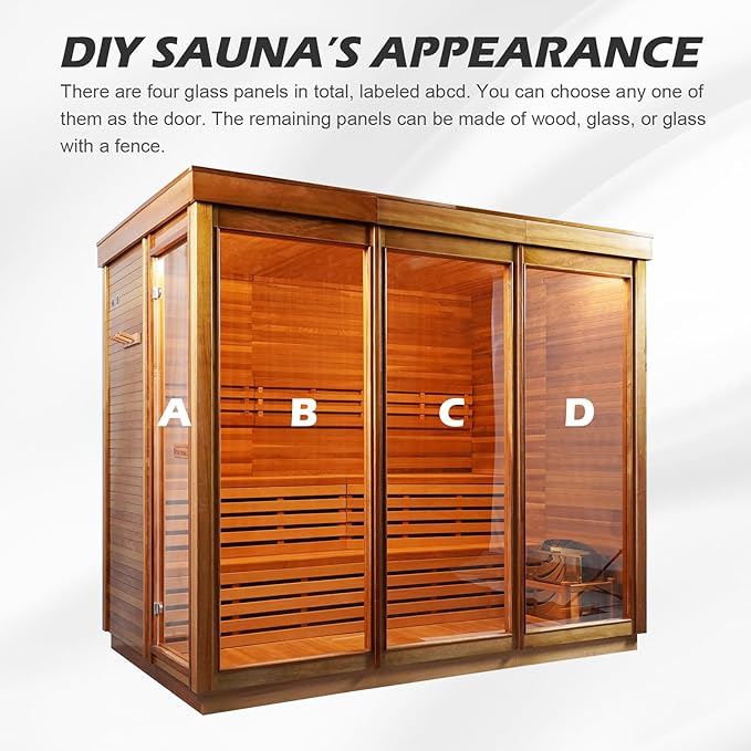 Customize 4-8 Person Outdoor Sauna,DIY Canadian Cedar Traditional Steam Cube Sauna Kit with 220V HARVIA Stove or Wood-Burning Stove