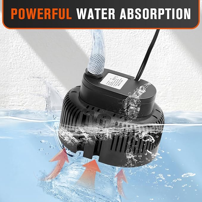 Sump Pump,Pool Cover Pump above Ground,submersible water pump Swimming Water Removal Pumps,for Swimming Pool Basement Garden Pond Tubs Draining,75W,Max Flow:850GPH,3 Adapters,25 Ft Power Cord (Black)