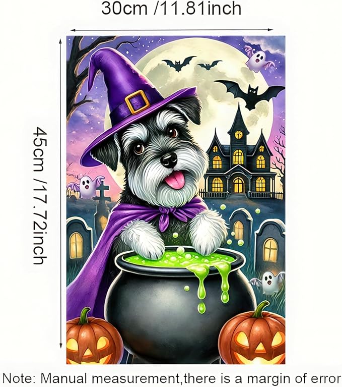 Halloween Schnauzer Garden Flag 12x18 Vertical Double Sided Happy Halloween Pumpkin Dog Garden Flag Holiday Outside Decorations Yard Flag Funny Yard Flags Outside Decor Banner