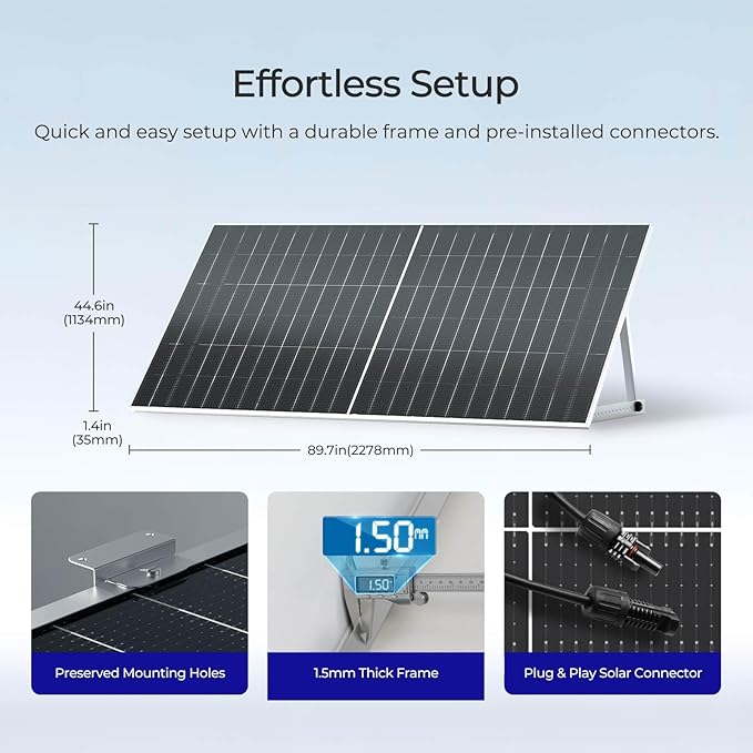 Renogy Solar Panels Bifacial 6Pcs 590 Watt N-Type Monocrystalline 12V 16BB Solar Panel, 25% High Efficiency Solar Module for RV Home Farm Shed Trailer Camper Marine Off-Grid System