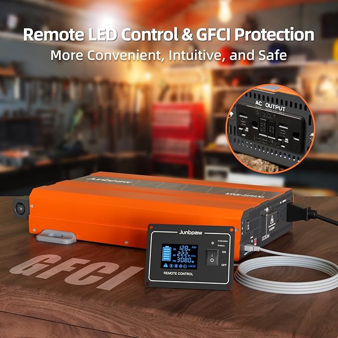 Pure Sine Wave Inverter 12V to 110V Ultra Quiet, Game-Changing Design | 12V to 110 Converter for Home, RV, Camping, Off-Grid & Outdoor Adventures丨DC to AC (LGE-12V-3080Ti)