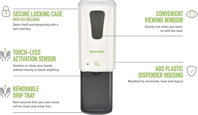 Alpine Automatic Hand Sanitizer Dispenser - Touchless Soap Dispenser with Drip Tray for Restaurant, Hospital, School, Hotel, Kitchen and Bathroom -1200mL Foam