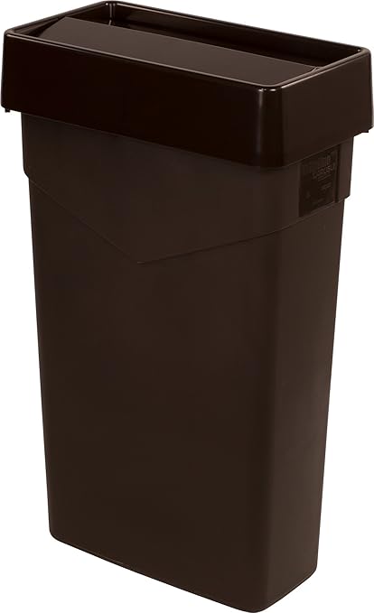 Carlisle FoodService Products 34202369 TrimLine Rectangle Waste Container Trash Can Only, 23 Gallon, Dark Brown