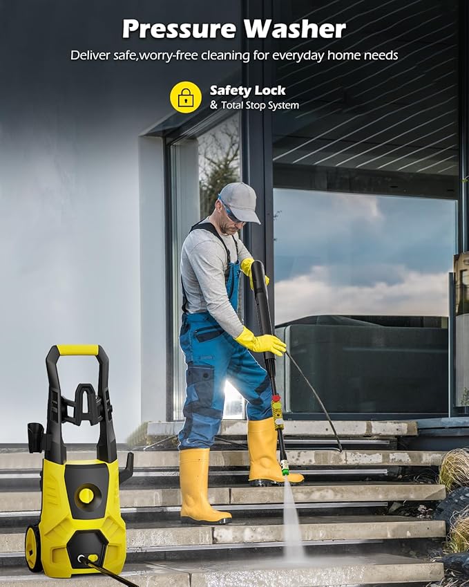 Pressure Washer-5000PSI with 4 Nozzles, 35FT Power Cord, Power Washer Cleaning Machine with Foam Cannon for Cars Fences Driveways Patios Home Cleaning