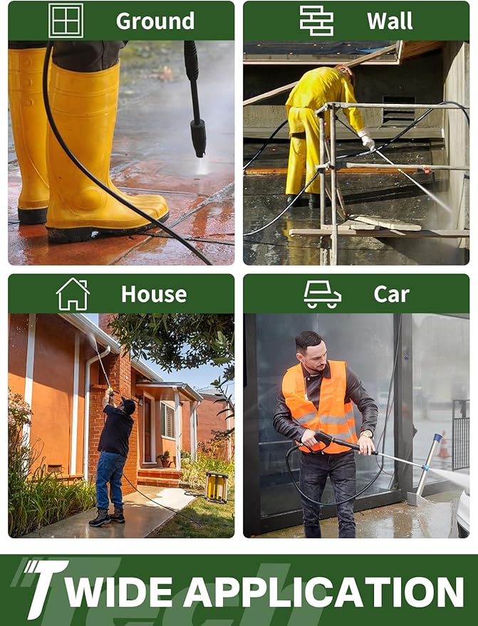4200PSI Pressure Washer Hose 75FT with 3/8" Swivel Quick Connect for Cold/Hot Water, Kink Resistant Steel Wire Braided, Wear Resistant Power Washer Hose with 2 M22 14mm Adapter Set