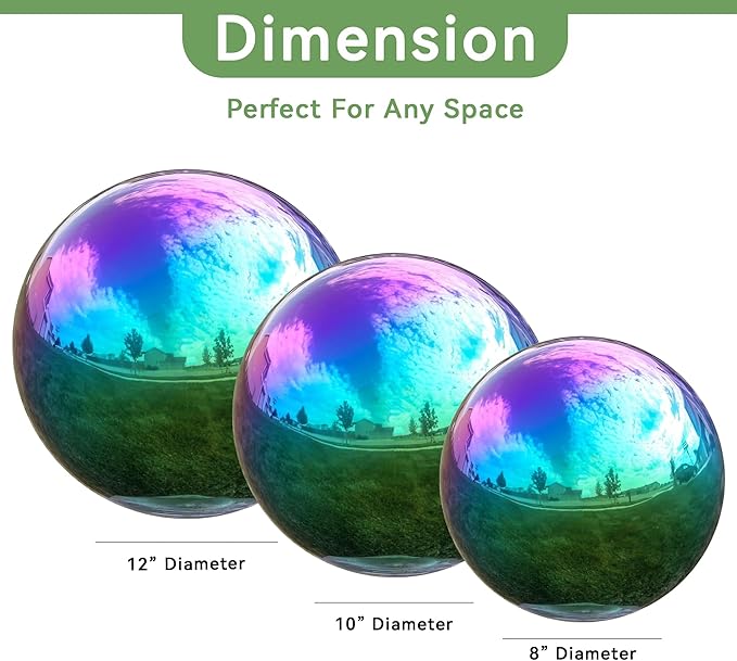 Lily's Home Gazing Globe Mirror Ball in Rainbow Stainless Steel - 10 Inch