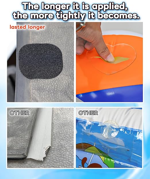 Heavy Duty Repair Patch Kit for Bounce House, Fabric, Tent, Canvas, Canopy, Pool Floats, RV Awning, Boat Covers, Waterproof, Clear and Black, 12PCS