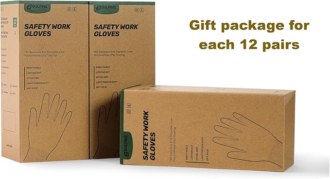 Safety Work Gloves PU Coated-12 Pairs,White Seamless Knit Glove with Polyurethane Coated Smooth Grip on Palm & Fingers, for Men and Women, Ideal for General Duty Work (XX-Large)