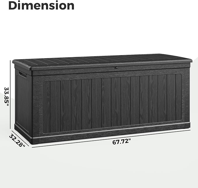 Lyromix 260 Gallon Outdoor Extra Large Resin Storage Box, Waterproof Deck Box Lockable & UV-Resistant, Outside Cushion Storage for Patio Furniture, Garden Tools, Pool Accessories, Black