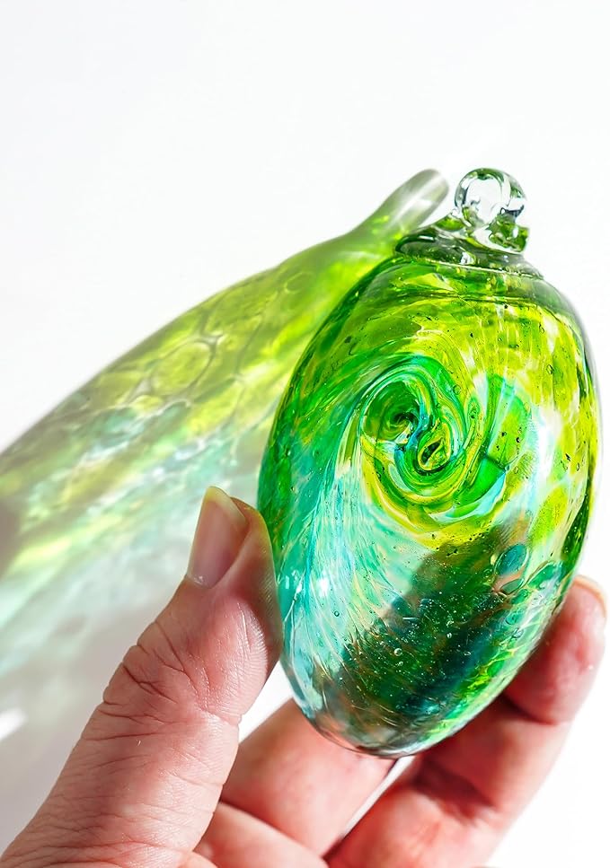 6PCS Hand Blown Glass Egg Ornaments Colorful Hanging Ornament Balls Gazing Ball Friendship Ball Decor for Garden Patio Window Christmas Tree