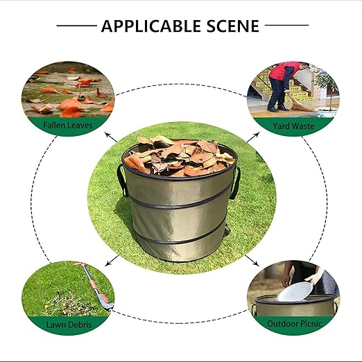 Camping Trash Can, Pop-Up Trash Can/Recycle Bin, Car Garbage Can,Reusable Outdoor Trash Garden Yard Trash Bag Foldable Camping Recycling Bin (Green10gallons)