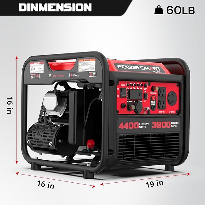 PowerSmart 4400-Watt Portable Generator with Inverter Technology, CO Protect, 30 amp for Home Use and Emergency Backup