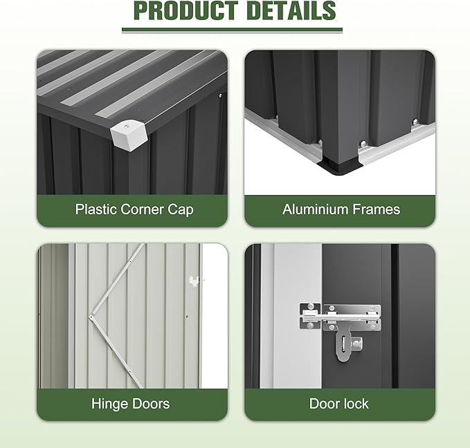 6x4 FT Metal Outdoor Storage Shed with Window, Steel Utility Tool Shed House, Garden Tool Storage Cabinet for Backyard Patio Lawn (6' x 4' No Floor Frame), Black