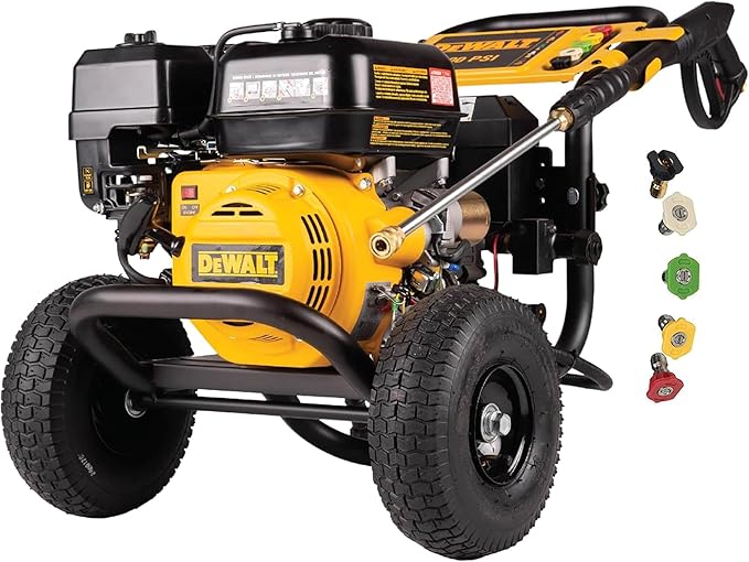DeWalt DXPW3425E-S 3400 PSI Gas Pressure Washer, 2.5 GPM Axial Cam Pump, 208cc Recoil with Electric Start Engine, Spray Gun and Wand, 5 QC Nozzles, 5/16-in. x 25-ft. Hose, 49-State