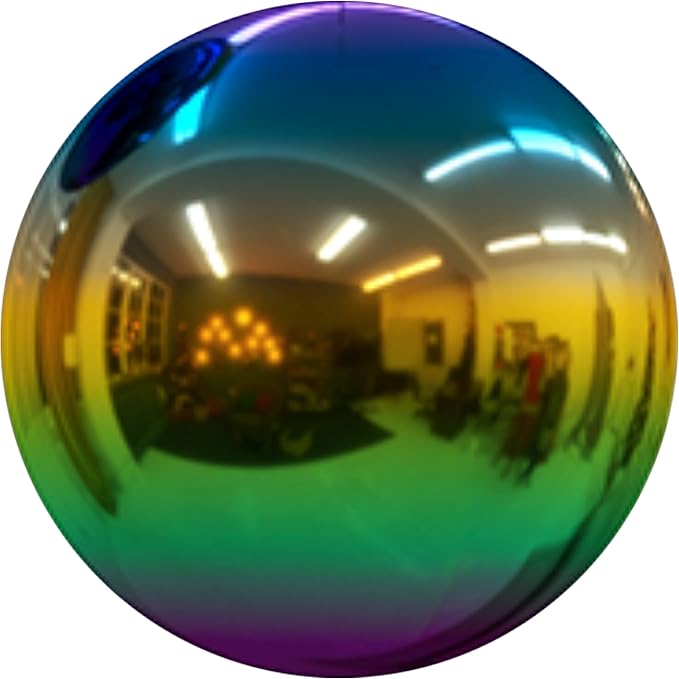 10 inch Diameter Gazing Ball,Rainbow Stainless Steel Polished Reflective Smooth Garden Sphere Globe Mirror,Colorful and Shiny Addition to Any Garden or Home