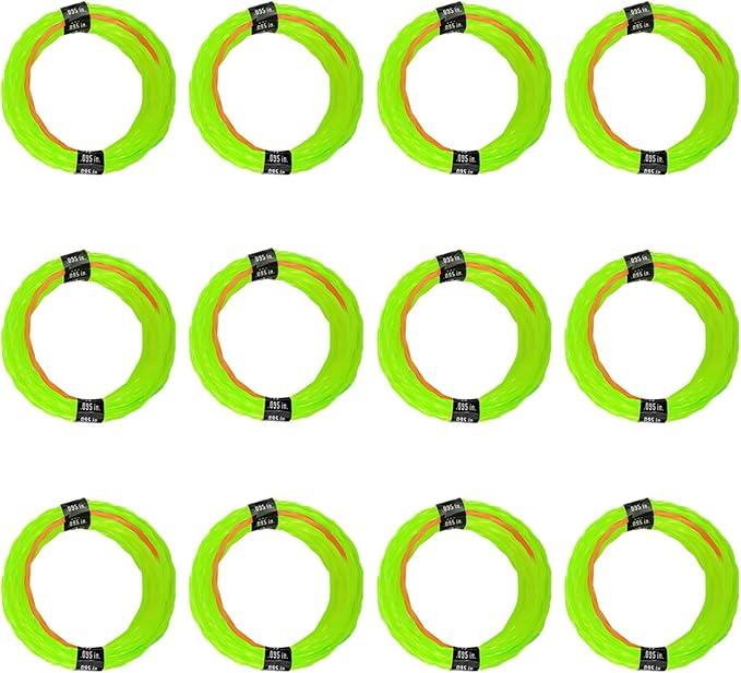 12 Pack String Trimmer Line Compatible with Ego String Trimmer 0.095" 168FT Weed Eater String Pre-Cut Dual Color Fast-Positioning Triangular Twisted Trimmer Line Universal Fit Weed Wacker String