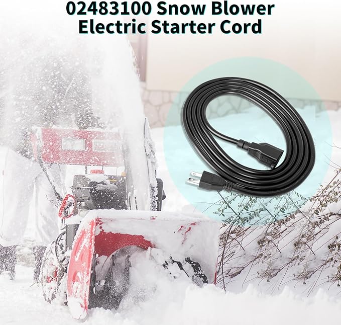 Snow Blower Electric Starter Cord 02483100 - Compatible with A riens Snowblower SS322 SS522 SS522C, MTD 629-0071 929-0071 929-0071B 6219MA, Te cumseh 32450B, Replace A riens Electric Start Cord Part