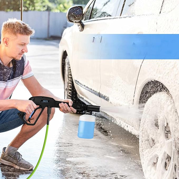 Pressure Cleaner 5000 PSI,2.8 GPM Power Cleaner with Foam Cannon,Portable Cleaner with 33ft Hose Reel,4 Nozzle Tips,and Soap Bottle for Cars/Home/Driveways/Patios/Decks/Fences(Blue)