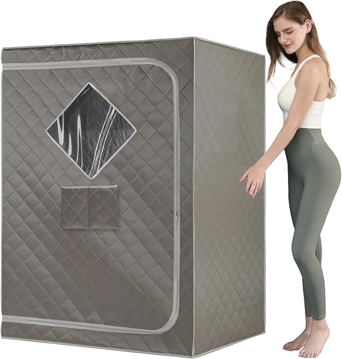 ZONEMEL Full Size Sauna Tent, Portable 1 or 2 Person Full Body Home Spa for Relaxation, Detox, Steamer not Included (L47.24 x W31.5 x H63,Dark Grey)