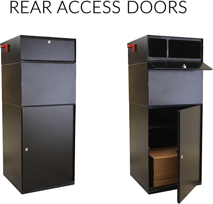 dVault® Full Service Vault DVCS0015 Secure Curbside Mailbox/Package Drop with Locking Letterbox (Black)