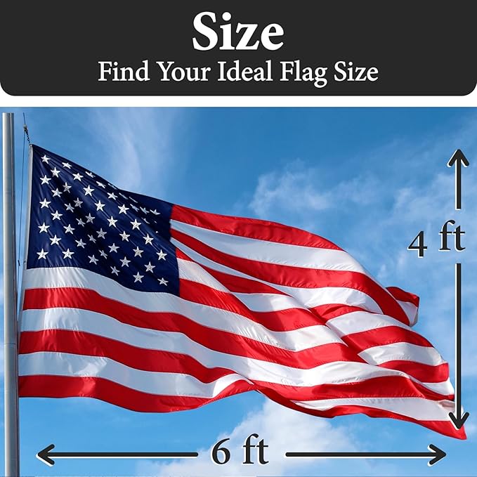 American Flags for Outside 4x6 -100% MADE IN THE USA,Indestructible Durable Outdoor Heavy Duty Spun Polyester US Flag United States Flags Sewn Stripes and Embroidered Stars,FMAA Certified,4th of July