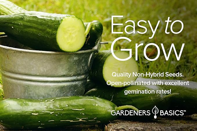 Gardeners Basics, Cucumber Seeds for Planting Outdoors 5 Variety Pack Armenian, Boston Pickling, Lemon, Spacemaster, Straight Eight Veggie Seeds