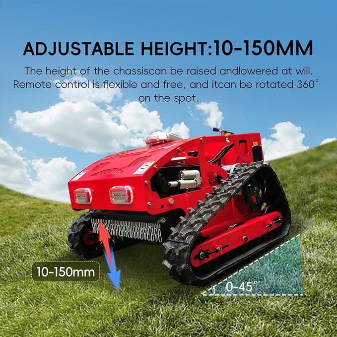 Remote Control Lawn Mower, 196cc EPA Engine, 55 cm/ 21.6 inch Mowing Width RC Mower, Crawler Mower with 45°Climbing Capacity, Wireless Grass Cutting Machine for Yard, Garden, Orchard, Grassland