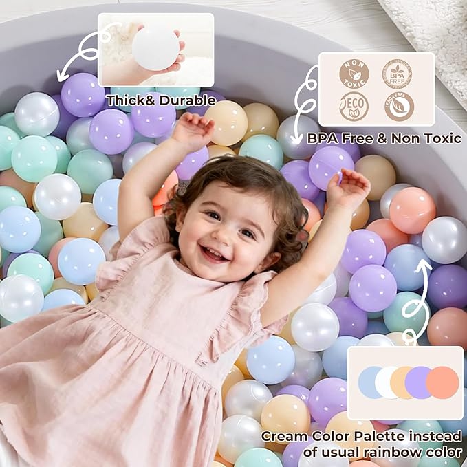 TRENDPLAY Plastic Balls for Ball Pits 2.2 Inch, Pack of 50 100 200 500 Hollow Balls, Perfect for Toddler Baby Pools,Party,Festival Decoration