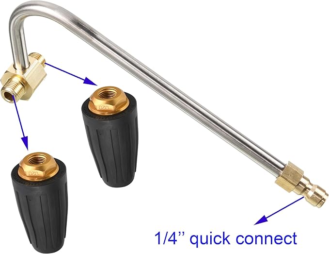 Tool Daily Gutter Cleaner Attachment for Pressure Washer, 2 Rotating Turbo Nozzle, 1/4 Inch Quick Connect, 3300 PSI