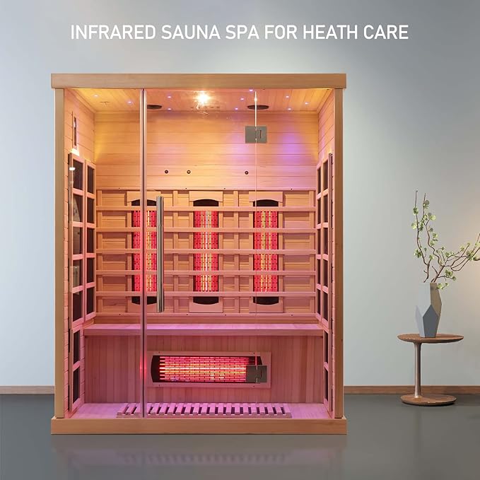 3Pcs Full Far Infrared Carbon Fiber Glass Red Light Heater Tube, Infrared Sauna Heater Tube Sauna Accessories, 110V Heater, Infrared Suana Heating Tube for Wooden Indoor/Outdoor Sauna (110V)