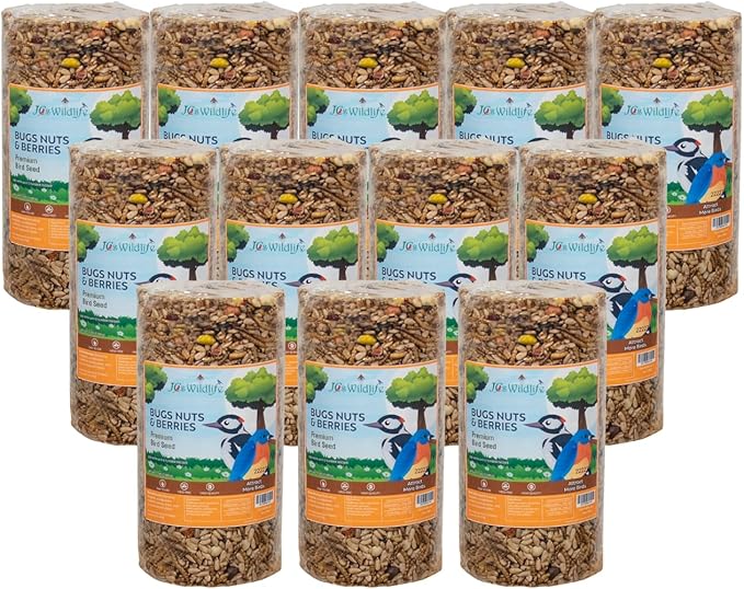 JCs Wildlife Premium Bird Seed Small Cylinder with Hole(Bugs, Nuts, & Berries)
