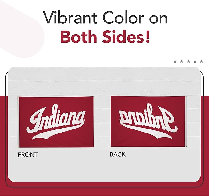 Indiana Hoosiers 5' x 8' College Sports Printed Flag - NCAA Licensed - Nylon - School Banner (White, Red)
