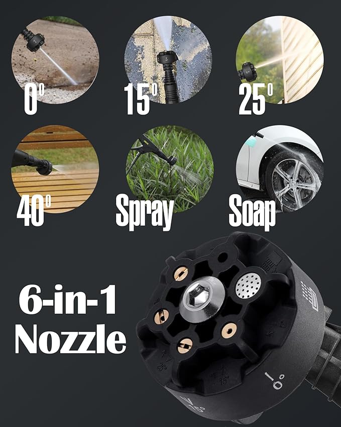 Portable Pressure Washer, Cordless Power Washer with 3.2Gal Water Tank, 522 Max PSI, 23FT Hose, 20000mAh Lithium Battery, 6 in 1 Nozzle, for Cars/Camping/Home/Outdoor