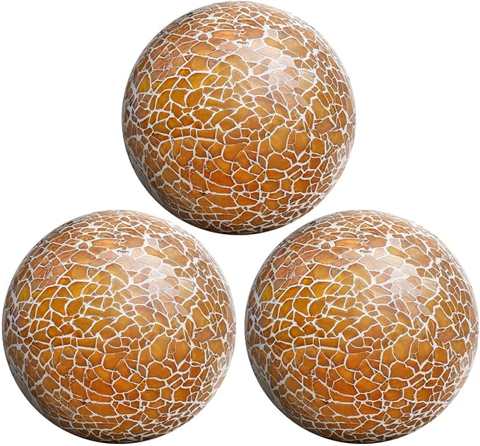 3 PCS 3.35inch Decorative Glass Orbs Mosaic Sphere Balls Bowls Vases Tray Solid Gradients Centerpieces Christmas Crack Festival Living Room Wedding Party