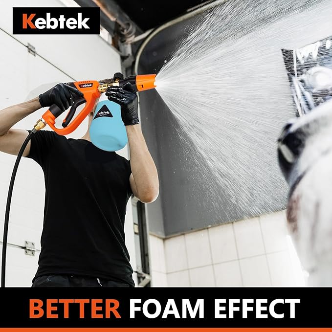 Kebtek Foam Cannon with Pressure Washer Gun 5200 PSI, Car Wash Foam Gun with Pressure Washer Quick Connect Kit and 5 Nozzle Tips, M22 and 1/4 Inch Quick Connect, 1Liter