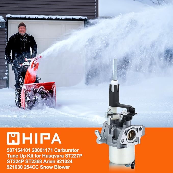 Hipa 587154101 20001171 Carburetor Tune Up Kit for Husqvara ST227P ST324P ST2368 Arien 921024 921030 254CC Snow Blower Snow Thrower Models