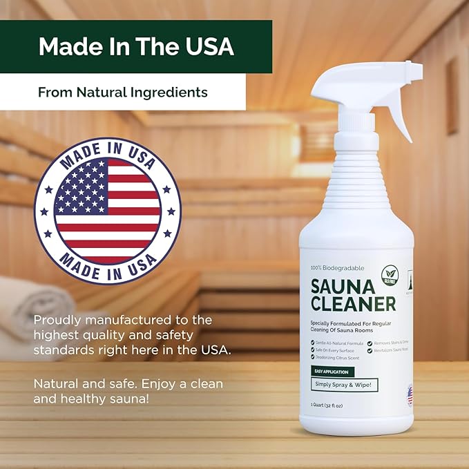 Sauna Cleaner - Natural Wood Cleaner & Deodorizer - Ready-to-Use Spray - 1 Quart (32 Fl Oz)