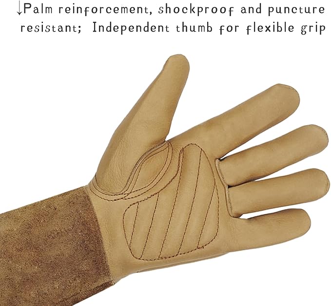 Long Gardening Gloves for Women/Men-Thorn Proof Rose Pruning Gloves,Water Repellent Leather work Gauntlet