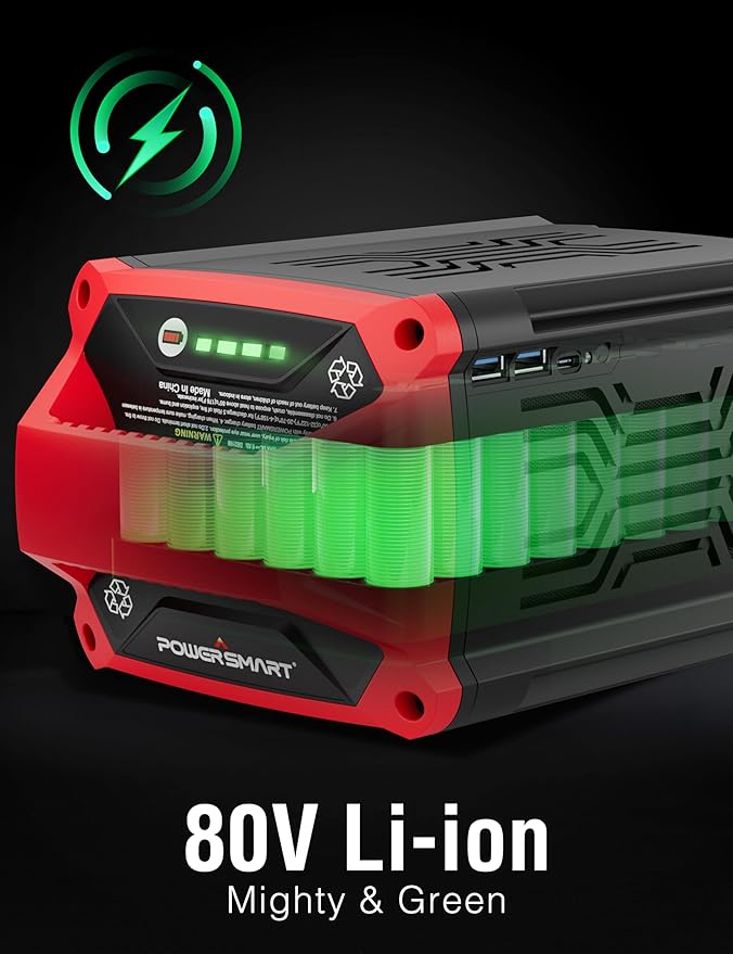 PowerSmart 80V 2600PSI Cordless Electric Pressure Washer, 6.0AH Battery Charger 1.2GPM, Battery Powered Electric Power Washer with 35FT Hose Reel, 27FT Hose, 5in1 Nozzle Set, Onboard Soap Tank