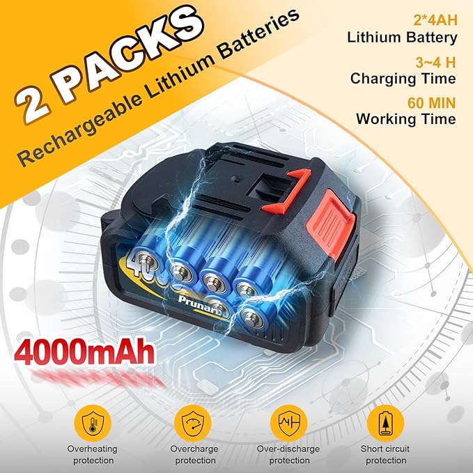 Mini Chain Saw Battery Powered 8 Inch, Hand Held Small Electric Chainsaw Cordless Compatible with Makita 18V Batteries Auto Oiler 8000mAh Lithium Cell for Tree Branch Wood Cutting PR-E8