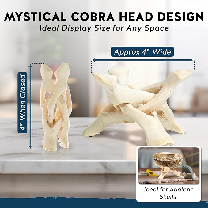 Alternative Imagination Wooden Tripod Stand - Display Stand For Home Decor, Abalone Shell, Jewelry Dish, Trinket Dish, Key Bowl, Crystal Ball and More - Natural, 4 Inches