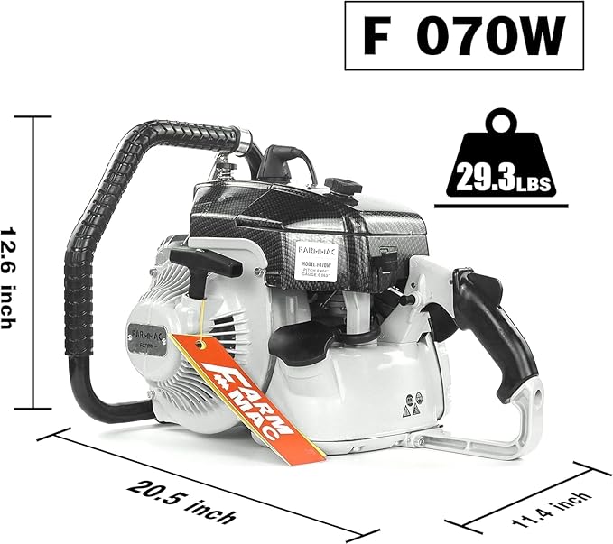 FARMMAC F070W Gas Chainsaw with 36 Inch Alloy Solid Bar, 105cc 2-Cycle Gasoline Power Chain Saws, 4.8KW 6.5HP Power Chain Saw for Milling Work, All Parts Compatible with MS070 090
