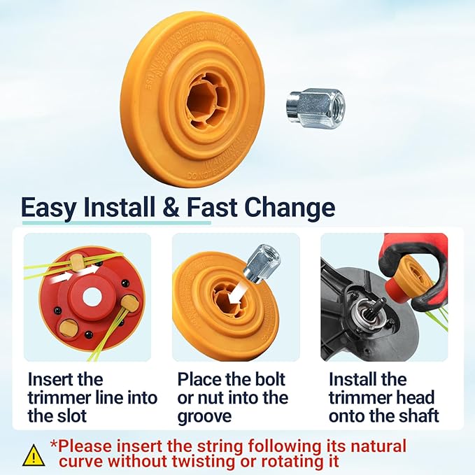 Universal Weed Eater Head, Easy Load String Trimmer Head Replacement Weed Wacker Head for Echo, Ego, Dewalt, Stihl, and Husqvarna, Includes 12pcs 1FT-0.095" Trimmer Line